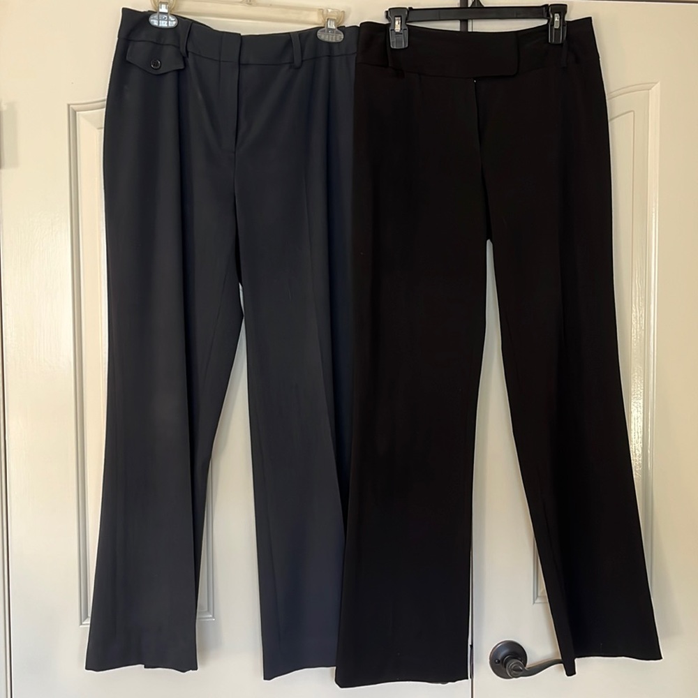 TWO pair of business slacks: navy and black